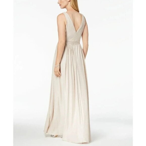 ADRIANNA PAPELL V-Neck Shimmer Gown with Pockets NWT 4 - Picture 10 of 12